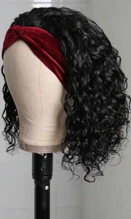 12” Water Wave Human Hair Headband Wig