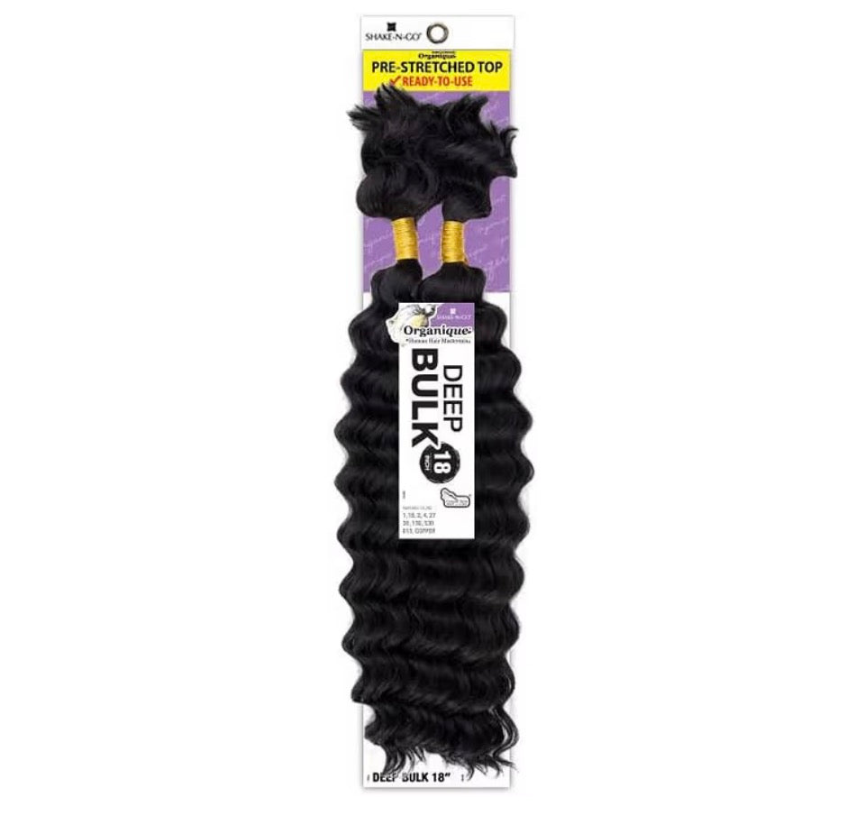 Shake-N-Go Human Hair Blend Braids Organique Deep Bulk 18" for BOHO Braids