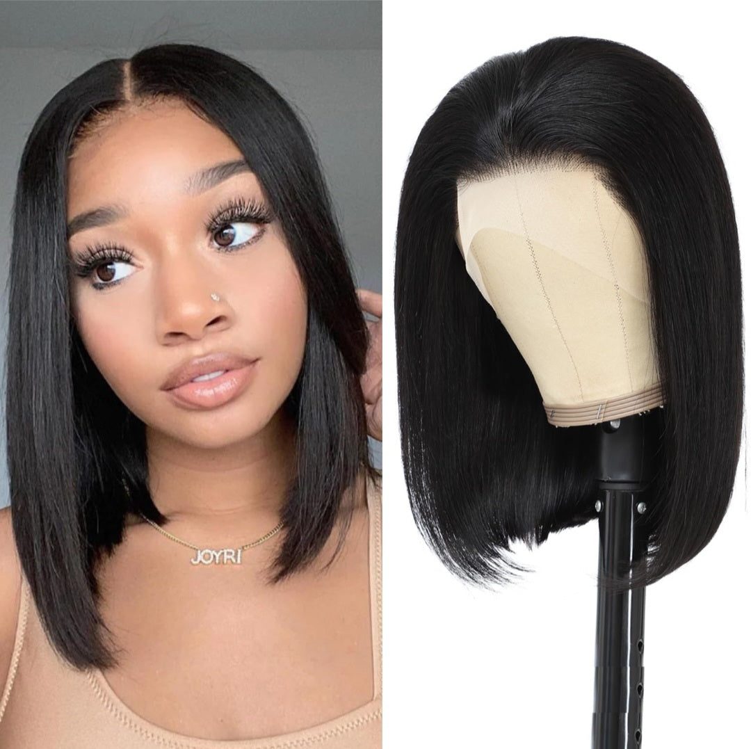 12 inch Human Hair Bob Wig 13x4 lace closure