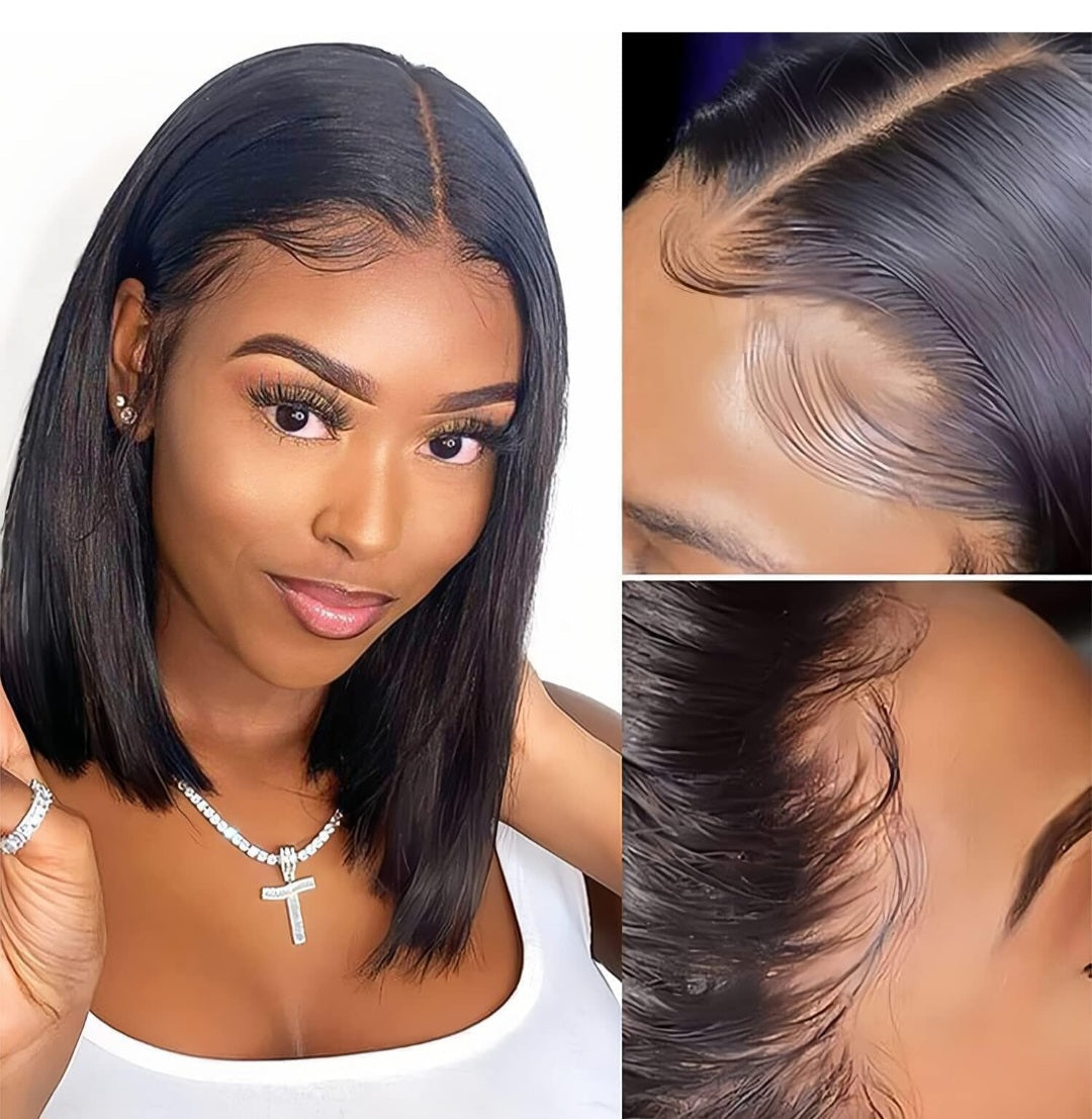 12 inch Human Hair Bob Wig 13x4 lace closure