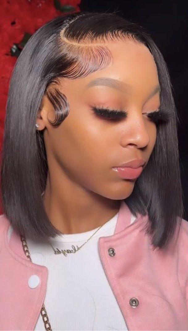 10 inch Human Hair Bob Wig 13x4 lace closure