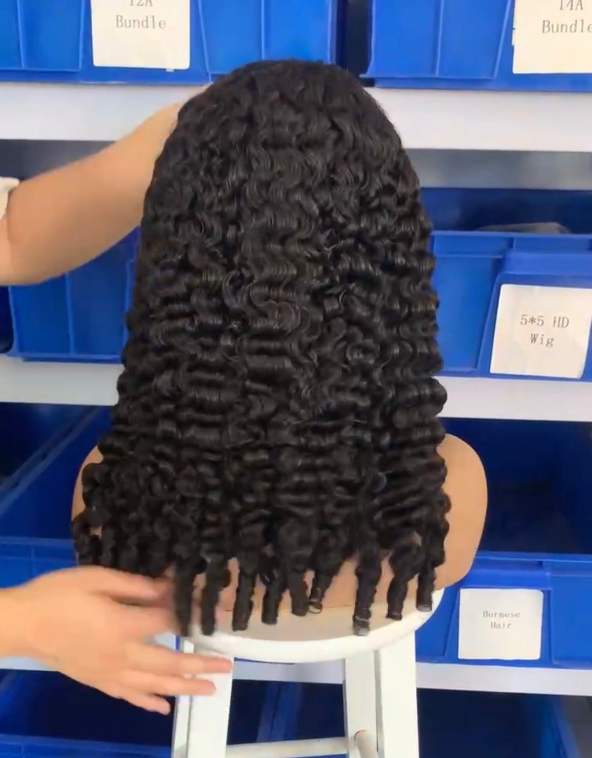 12” Burmese Curly 4x4 Human Hair Glueless Wig