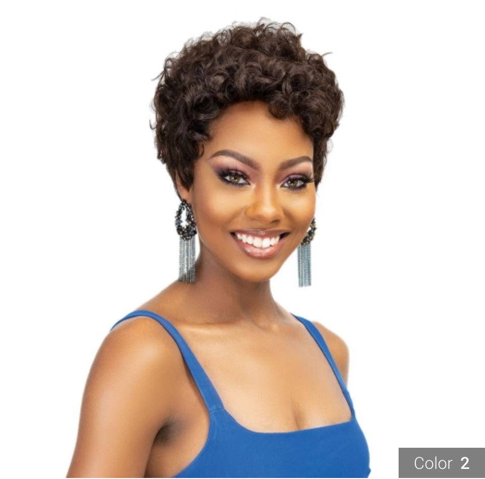 Janet Collection Human Hair Pixie Wig 1B
