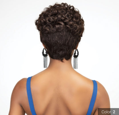 Janet Collection Human Hair Pixie Wig 1B