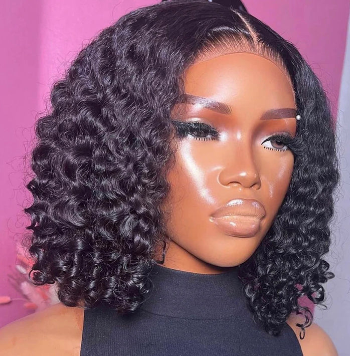 12” Burmese Curly 5x5 Human Hair Glueless Wig