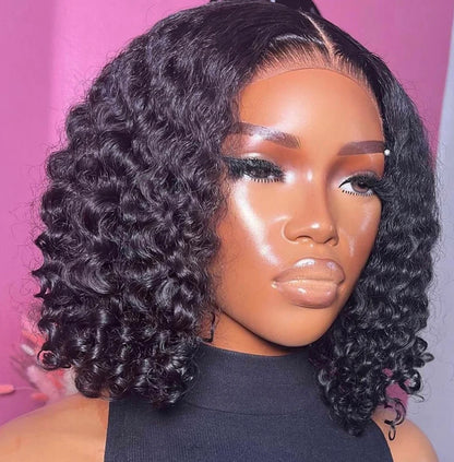 12” Burmese Curly 5x5 Human Hair Glueless Wig
