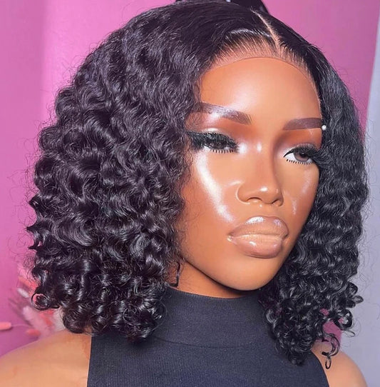 12” Burmese Curly 5x5 Human Hair Glueless Wig