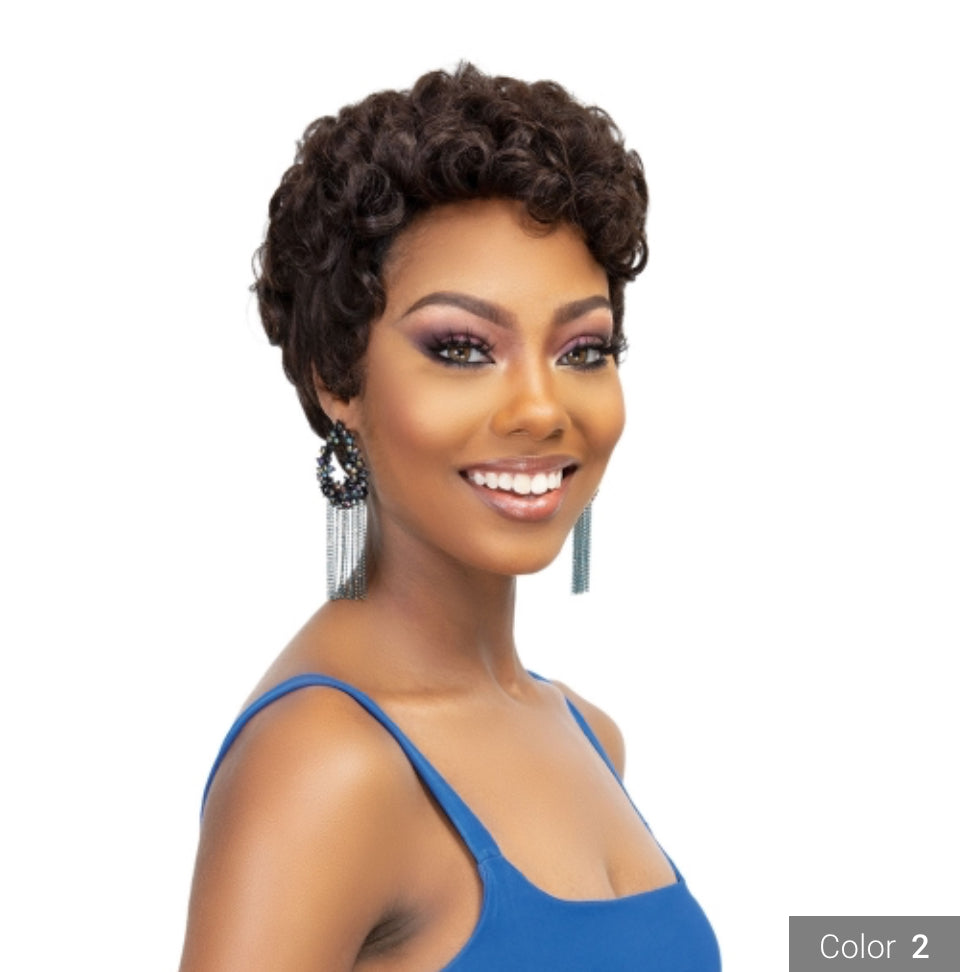 Janet Collection Human Hair Pixie Wig 1B