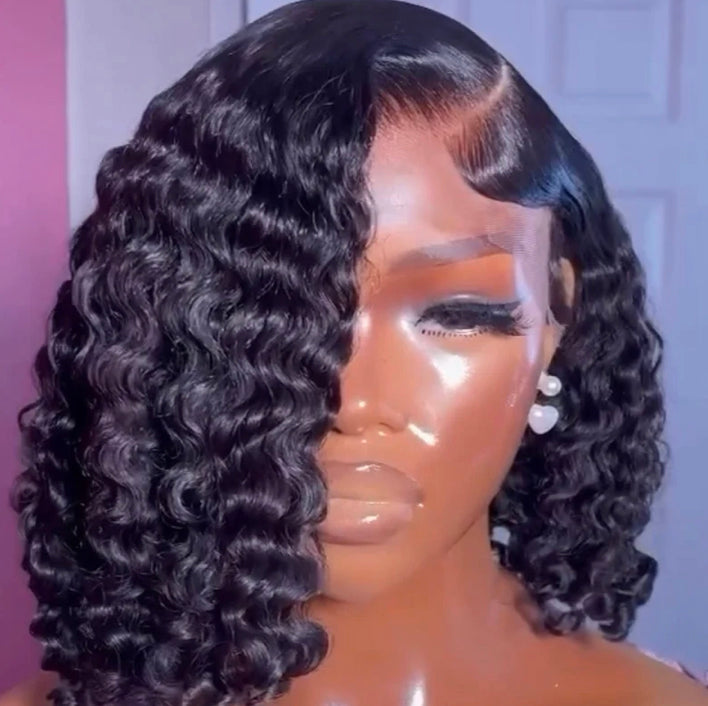 12” Burmese Curly 5x5 Human Hair Glueless Wig