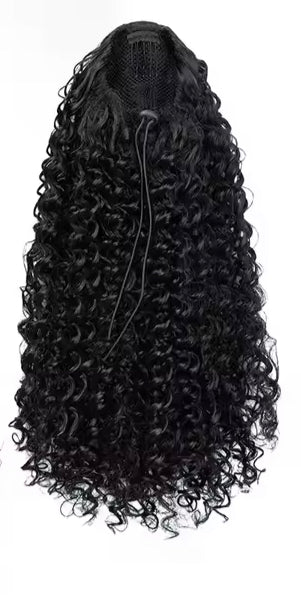 Kinky Curly Drawstring Ponytail 18 Inch, 1B