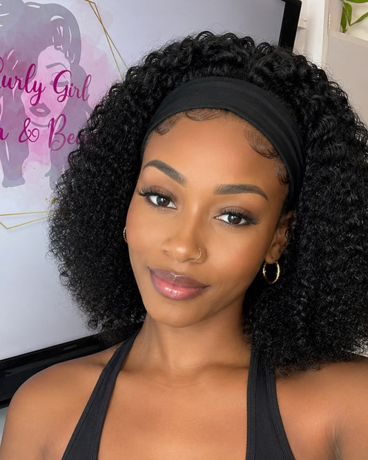 12” Afro Kinky Himan Hair Headband Wig