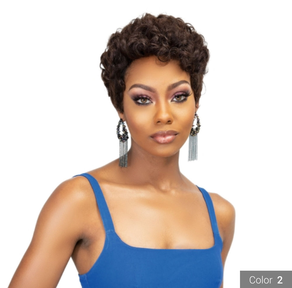 Janet Collection Human Hair Pixie Wig 1B