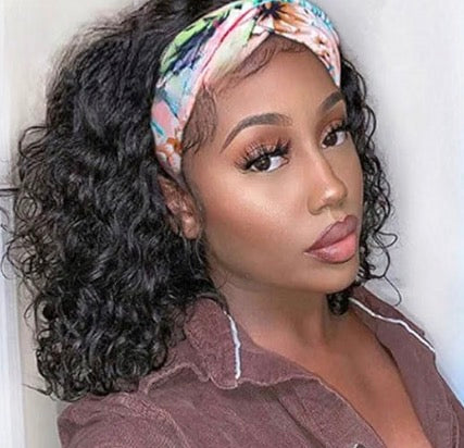12” Water Wave Human Hair Headband Wig