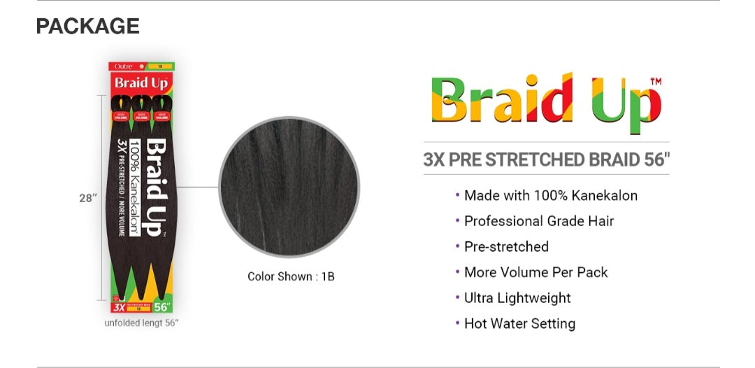 Outre Braid Up 100% Kanekalon Braiding Hair 1B